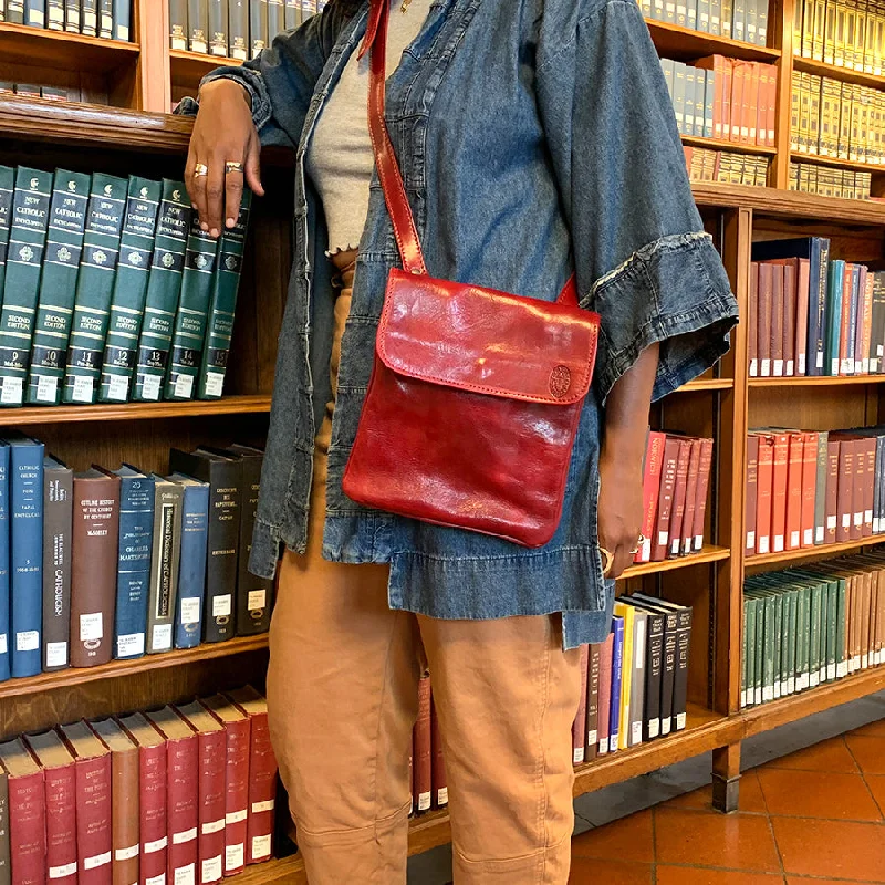 Leather NYPL Bookbinding Stamp Crossbody Bag