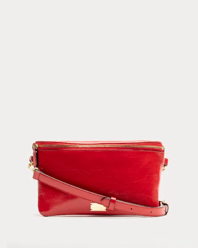 Billie Sling Bag Crinkled Leather Red