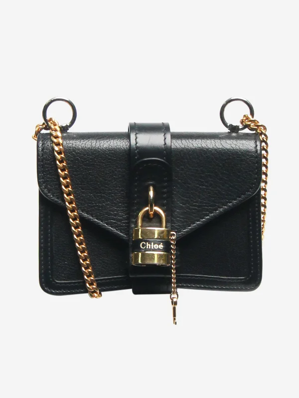 Black Mini Aby chain leather shoulder bag - size