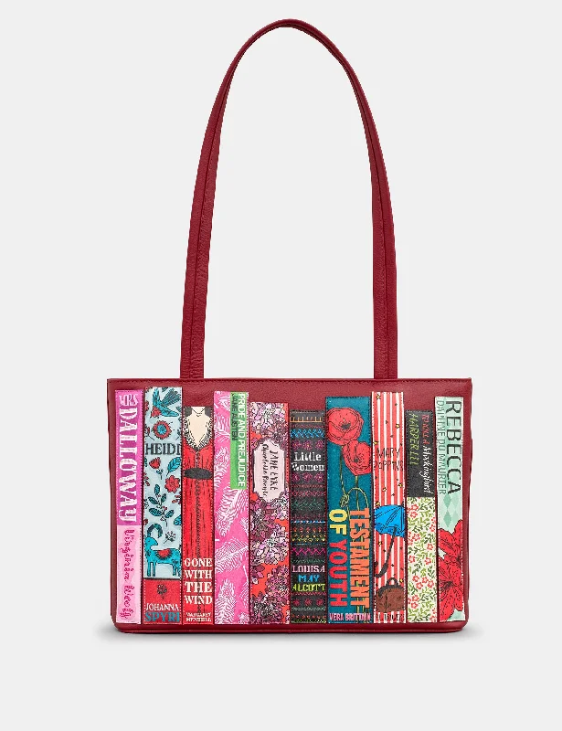 Bookworm Cherry Red Leather Shoulder Bag