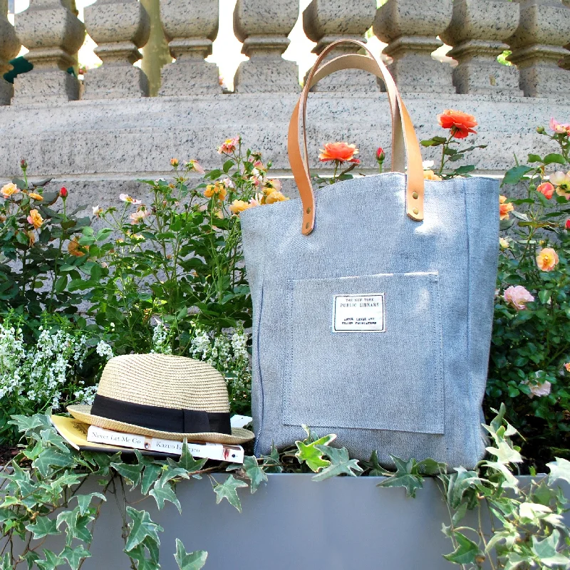 Light Denim Vintage NYPL Stamp Tote Bag