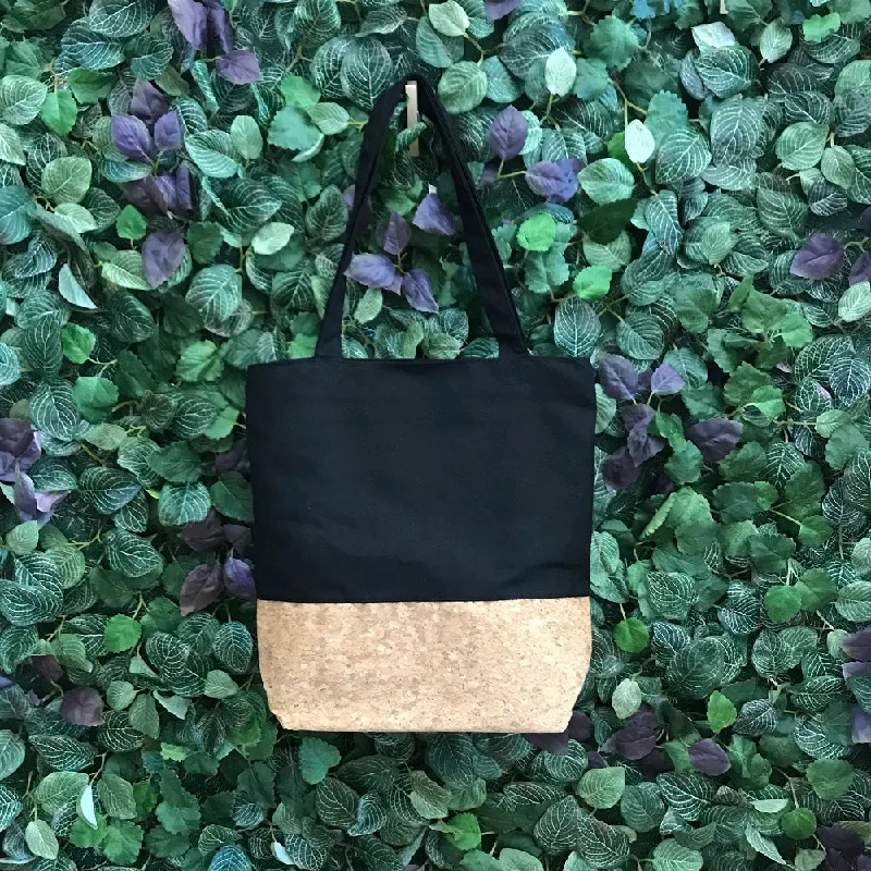 Donna Cork Tote Bag in Black Canvas