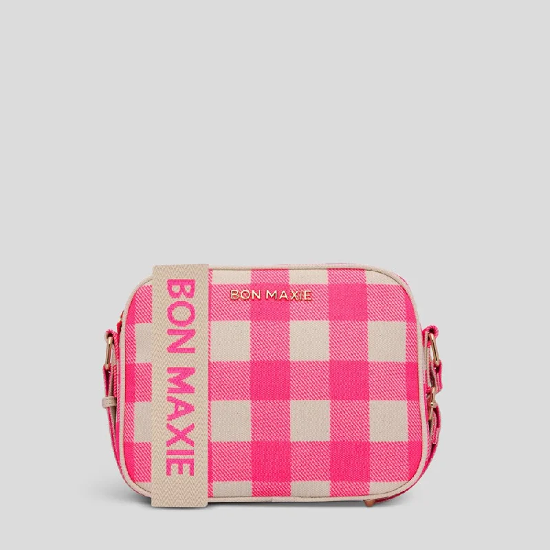 Sidekick Crossbody Bag -- Neon Pink Gingham