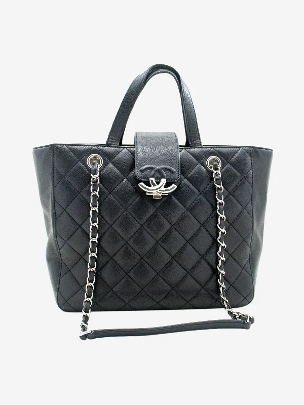 Black 2016 caviar quilted tote bag