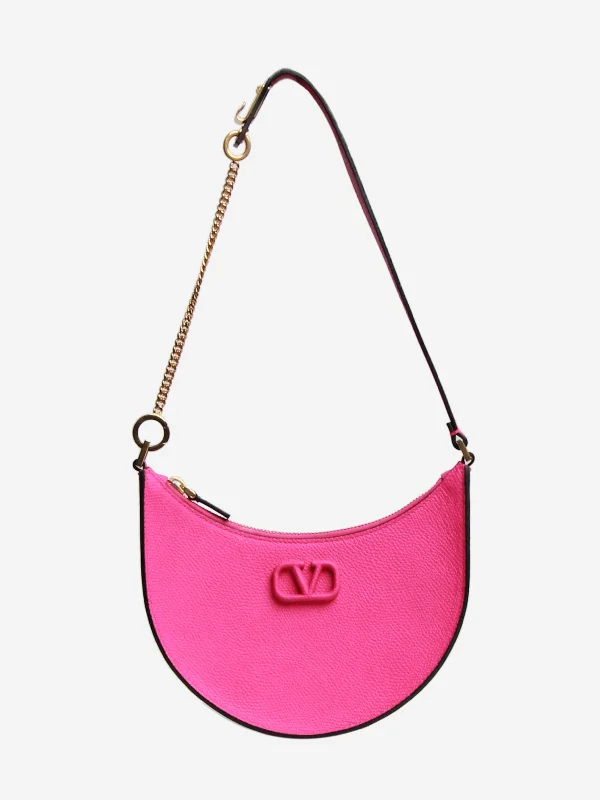 Neon pink V-Logo signature mini shoulder bag