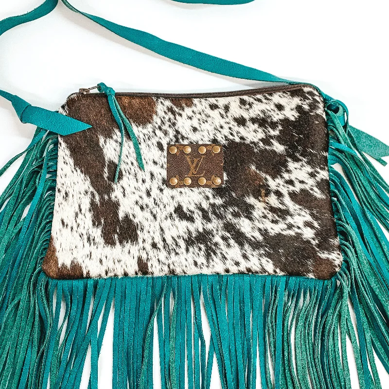 Keep It Gypsy | Cowhide Crossbody Purse with Genuine Leather Turquoise Fringe