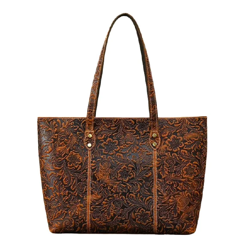 Vintage Embossed Genuine Leather Women's Tote Bag