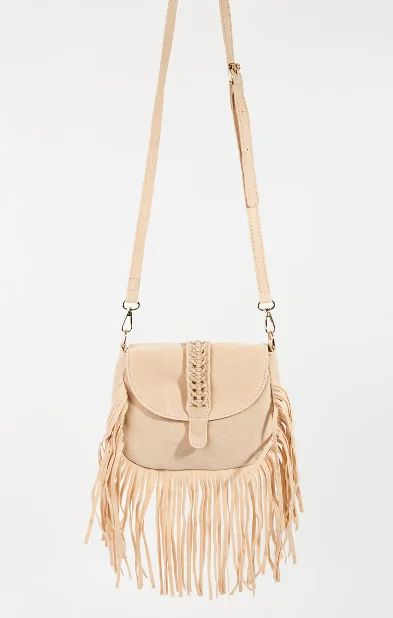 Vegan Leather Fringe Crossbody Bag