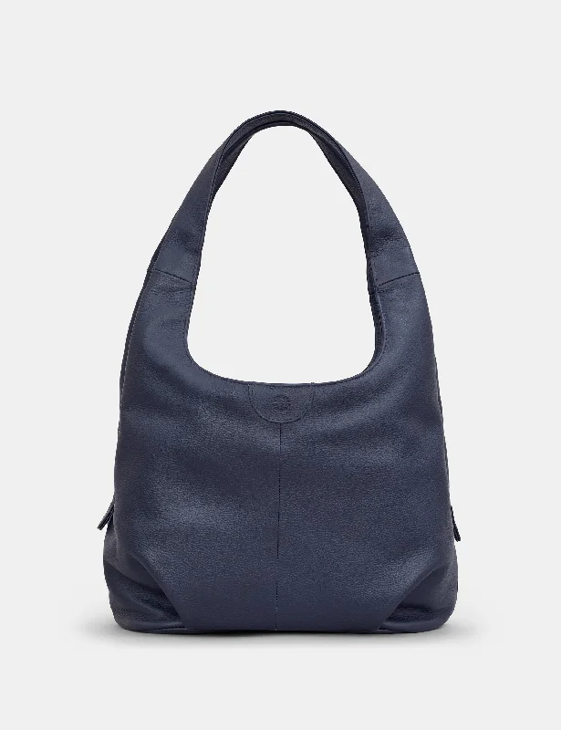 Meehan Navy Leather Slouch Shoulder Bag