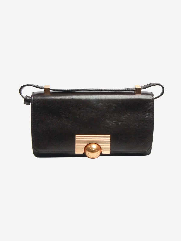 Brown mini leather shoulder bag