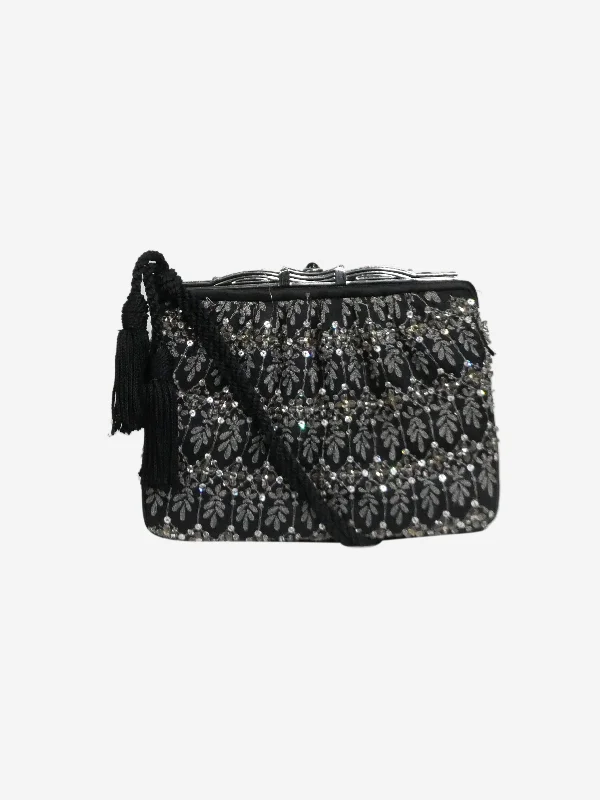 Black sparkly embellished shoulder bag