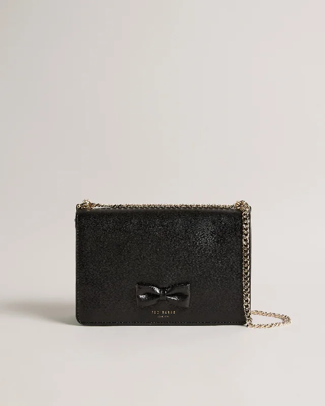 Baeleen Bow Detail Leather Cross Body Bag Black