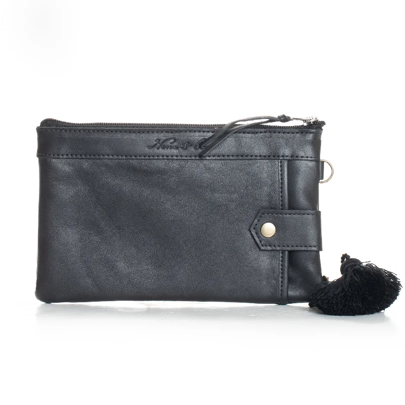 EVERYTHING CLUTCH - FULL LEATHER - BLACK