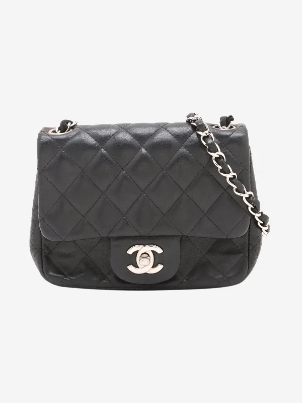 Black 2009 mini lambskin quilted Classic Single Flap bag