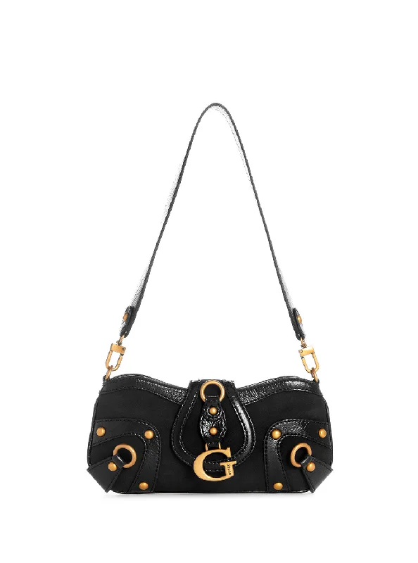 Black Gloss Vintage Shoulder Bag