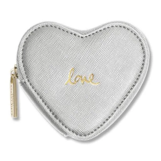 Love Heart Coin Purse Silver