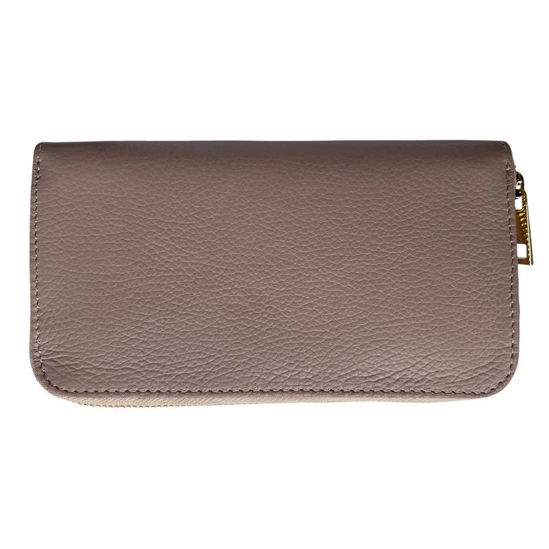 Italian Leather Zipped Purse Smoke Rose