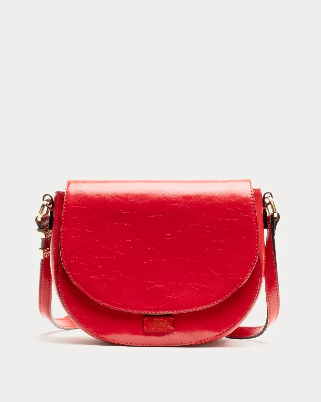 Ellen Saddle Bag Crinkled Leather Red