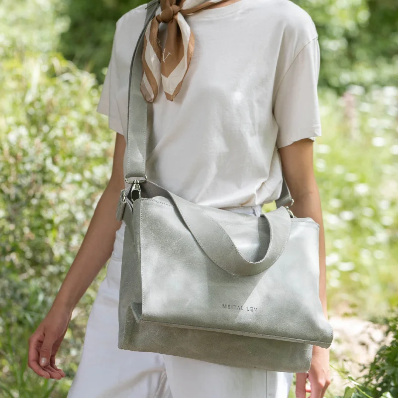 MIMI Large shoulder bag Grey Leather