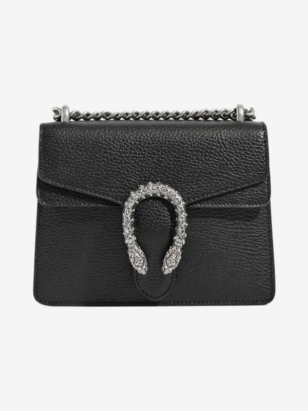 Black Dionysus black leather mini bag